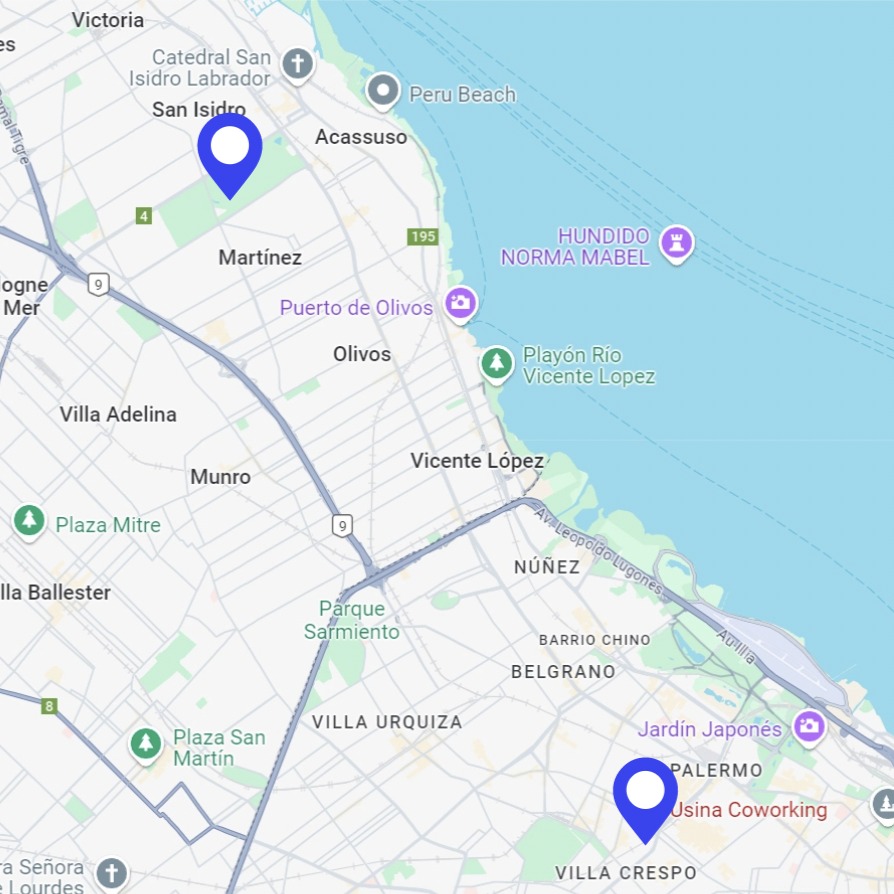 Mapa de sedes Usina Cowork Buenos Aires